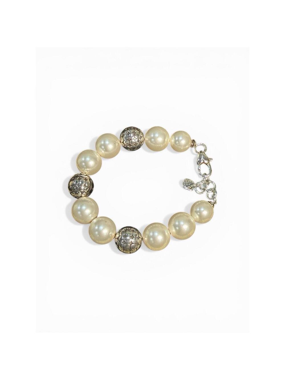 Brighton Pearl And Silver Bracelet With Disco Ball Beads
